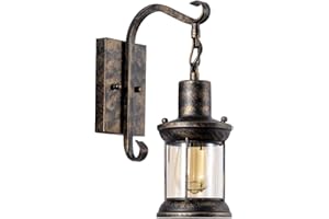 GLADFRESIT Vintage Wall Light Industrial Lighting Retro Metal Wall lamp Indoor Home Lights Fixture with Glass Shade Cover(Single lamp-Base Painted with Oil Rubbed Bronze) (Bronze)