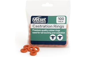 Castration Rings for Lambs, Calves & Goats, 100 Pack| Premium Rubber Rings for Castration & Tail Docking | Use with VetSet Applicator Pliers (Sold Seperately) | Available in 100, 500 & 1500 Packs