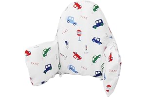 LLHQAMT Cuscino Per Seggiolone, Cuscino Per Seggiolone IKEA Antilop, Cuscino Per Sedile, Cuscino Gonfiabile Incorporato, Morbido E Confortevole, Per Far Sedere Il Bambino In Modo Più Comodo (Cartoon Cars)