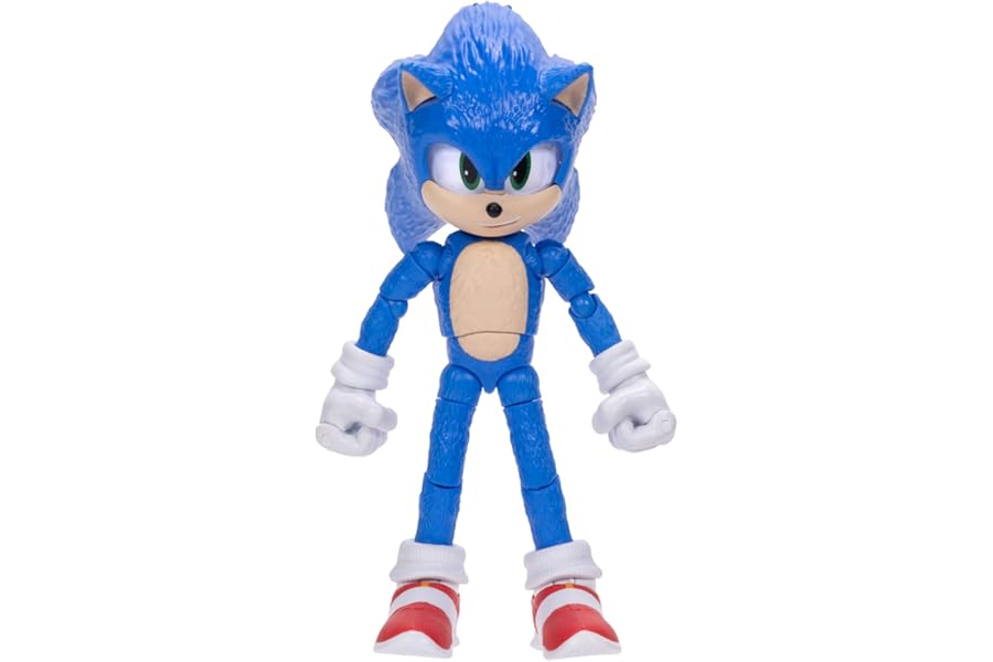 Sonic 3 Movie Sonic Collector Toy Figure by Jakks Pacific, Stands 5” / 13 cm Tall, Highly Articulated for Boys/Girls, Officially Licensed 3 Movie, Suggested for Ages 3+