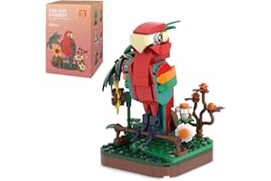 MEIEST Mini Animales Juego de Bloques de Construcción,Lindo Simulación Pájaros Colección BAU Ladrillo Juguetes, Decoración del hogar,6+(loro)