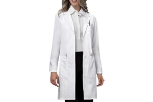 VOGRYE Professional Lab Coat for Women Men Long Sleeve, White, Unisex.