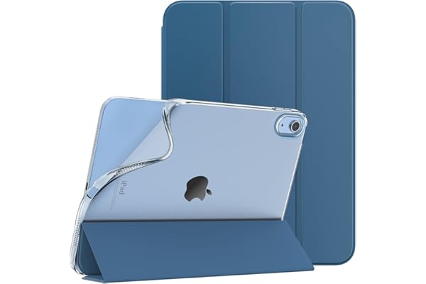 TiMOVO Coque pour iPad A16 11ème Génération 11 Pouces 2025, iPad 10ème Génération 2022 10,9 Pouces, Mince Étui Tri-Fold en TPU Souple Translucide avec Réveil/Sommeil Auto, Gris Bleu