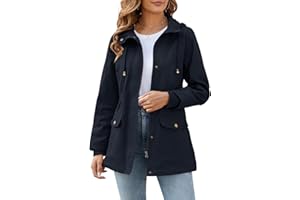 Tuopuda Chaqueta Militar Mujer Primavera Otoño Parka Entretiempo Cazadora Algodón Casual Sahariana Cintura Alta Cordón Zip Up Capucha Multibolsillos Aviador Abrigos Chaquetas Verano