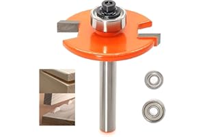 AKYLIN Fresa de 8 mm, fresa de disco con 2 rodamientos intercambiables, ranura articulada, herramienta de acoplamiento para galletas de madera