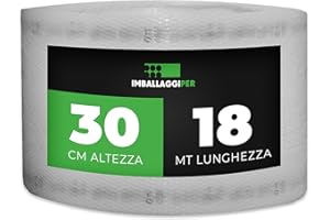 ImballaggiPer Rotolo Pluriball 0,3 x 18 mt 35gr/mq con HD, Bobina per Imballaggio e Spedizione, Ideale per Trasloco, Trasporto e Protezione Oggetti