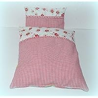 Puppenbettwäsche für Wiege-Puppenwagen-Puppenbett Puppenzubehör Babypuppe Puppen, Bettwäsche, Decke und Kissen für Puppenbett, Puppenwagen, Puppenbettwäsche Set 2-tlg. 
