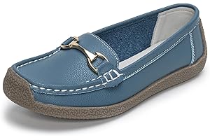 Rodawu Women Leather Loafer Shoes Ladies Moccasins Flat Shoes Casual Comfy Walking Shoes Driving Shoes Boat Nuring Shoes
