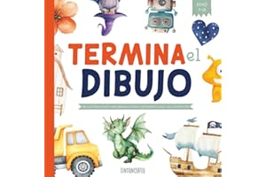 Termina el dibujo: Libro creativo para niños y niñas de 7 a 12 años con 58 ilustraciones inacabadas en acuarela para completar con imaginación: ... la creatividad con lápices de colores