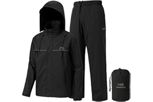 Bassdash Tuta Antipioggia da Uomo Impermeabile Traspirante Resistente Abbigliamento Antipioggia da Pesca Ripiegabile per Caccia, Escursionismo, Corsa, Ciclismo FW12
