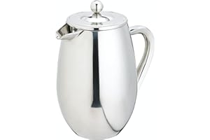 La Cafetière Stainless Steel Double Walled Insulated Cafetière 8 Cup, Stainless Steel, Silver