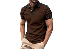 SHZFGUI Poloshirts für Herren 2024 Sommer Trendige farblich passende Reverskragen Pullover Kurzarm Poloshirts für Herren Knopfhemd Herren Business Casual Slim Fit T Shirts