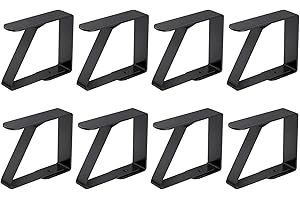 ERBO Zestaw 8 klipsów do obrusów, uchwyty do obrusów, uchwyty ze stali nierdzewnej, klamry do grubych stołów, stołu ogrodowego, restauracji, rodzinnego stołu jadalnego - czarne, 5 x 4 cm