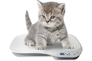 GOEDCH Bilancia per animali di piccola taglia : bilancia digitale per animali domestici 15 kg (± 1 gram), bilancia digitale per gatti LCD con 4 modalità di pesatura (kg/oz/lb/ml), piccola bilancia