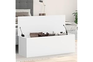 Homgoday Cassapanca con coperchio, in legno, per corridoio, camera da letto, soggiorno, bianco, 102 x 35 x 35 cm, in legno