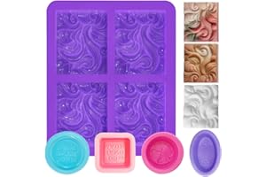 FineGood Wave, 5 stampi per sapone in silicone per creare sapone, stampi rettangolari a 4 cavità, stampi da forno per muffin, cupcake e pane