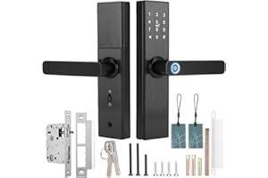 Yallmie Smart Door Lock, Fingerprint Door Lock with Handle Keypad Bluetooth App Key Digital Code Smart Lock, Keyless Entry Door Locks for Aluminum Wooden Front Door, Wifi Touch Screen Password IC Card