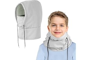 AYPOW Pasamontañas Niños de Invierno, Gorro Térmico Impermeable con Máscara de Esquí Ciclismo, Prueba de Viento Cálido Sombreros Gorro Forro Polar con Capucha Calentador de Cuello Niños Niñas
