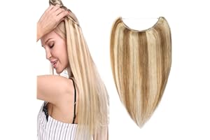 45cm - Silk-co Extensiones con Hilo Pelo Natural 65g Wire in Hair Extension Cabello Humano Una Piezas Remy - 12P613# Marrón Dorado y Blanqueador Oscuro