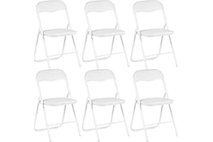 ILGRUPPONE Set 6 Sedie Pieghevoli Sedia Cucina Robusta Struttura In Metallo Seduta Comoda In Simil Ecopelle Sedute Poltrona Per Ospiti Campeggio Sala Riunioni Ufficio Pieghevole Salvaspazio Scrivania - Bianco