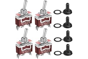 Gebildet 4pièces Interrupteur à Bascule à Verrouillage Etanche 20A-12VCC/10A -24VDC, 20A-125VAC/10A -250VAC DPDT 3broches on/Off/on Interrupteur à Bascule + 4capuchons