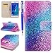 Produktbild EUWLY Lederhülle für [Samsung Galaxy J5 2016], Bunt Niedlich Hülle Ledertasche Handytasche [Brieftasche] Leder Hülle Kreativ Vintage Lanyard Strap Muster Ledertasche Handyhülle Flip Case Wallet Cover Folio Klapphülle Handyhülle Bookstyle Magnetverschluss Standfunktion Karteneinschub Kunstleder Tasche Cover für Samsung Galaxy J5 2016 + Blau Eingabestift-Funkeln Kristall Diamant
