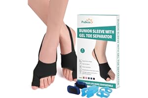 ‎PUIKOS Puikos Hallux Valgus Zehenspreizer Zehen Separator Set, 1 Paar Hallux Valgus Socken Bunion Corrector, 1 Stück Big Toe Strap und 2 Stück Zehenspreizer für Damen Herren (1 Zehen/Groß, Schwarz)
