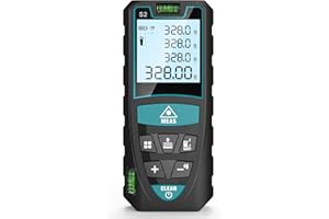 Dalmierz laserowy 100M, cyfrowy dalmierz laserowy RockSeed z 2 poziomicami,przenośny dalmierz laserowy M/in/ft podświetlanego wyświetlacza LCD i pomiar odległości/obszaru/objętości/pitagorasa