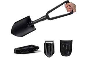 GREELUE Klappspaten, Spaten Garten, Schaufel aus hochfestem Karbonstahl, Gebrauch für Outdoor-Aktivitäten, Camping, Schneeschaufeln, Gartenarbeit, Graben (Schwarz)