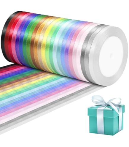 12 Couleurs Ruban De Satin En Polyester, Ruban Tissu Pour