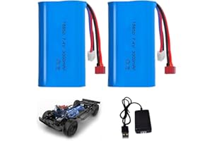 XPJBKC Batterie Lipo 2s, Lot de 2 3000mah Batterie 7.4v Rechargeable avec Deans T Et Xh-3P Plug, Batterie Drone avec Chargeur Lipo pour Voiture Télécommandée Tout-Terrain, Robots Et Cascadeurs
