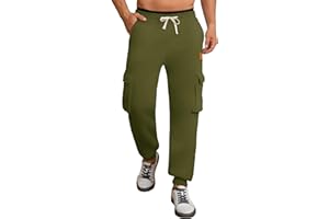 Tolaler Męskie polarowe spodnie bojówki, spodnie do joggingu, spodnie dresowe, na co dzień, elastyczna talia, sznurek, lekkie, rozciągliwe, z wieloma kieszeniami, spodnie do biegania, na siłownię, do