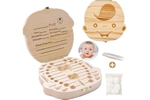 ENYACOS Zahnbox Zahndose für Kinder aus Holz, Zahnbox für Milchzähne aus Holz für Mädchen und Jungen, Milchzahndose HolzGeschenkideen zu Taufe und Geburtstag (Gib einen Stift) (Junge)