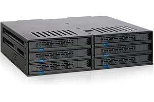 ICY DOCK Mobile rack backplane, Rack rimovibile, box del rack Hot Swap per 6 x HDD/SSD 2.5" SATA /SAS in 1 alloggiamento da 5,25" (installazione del disco senza attrezzi) - ExpressCage MB326SP-B