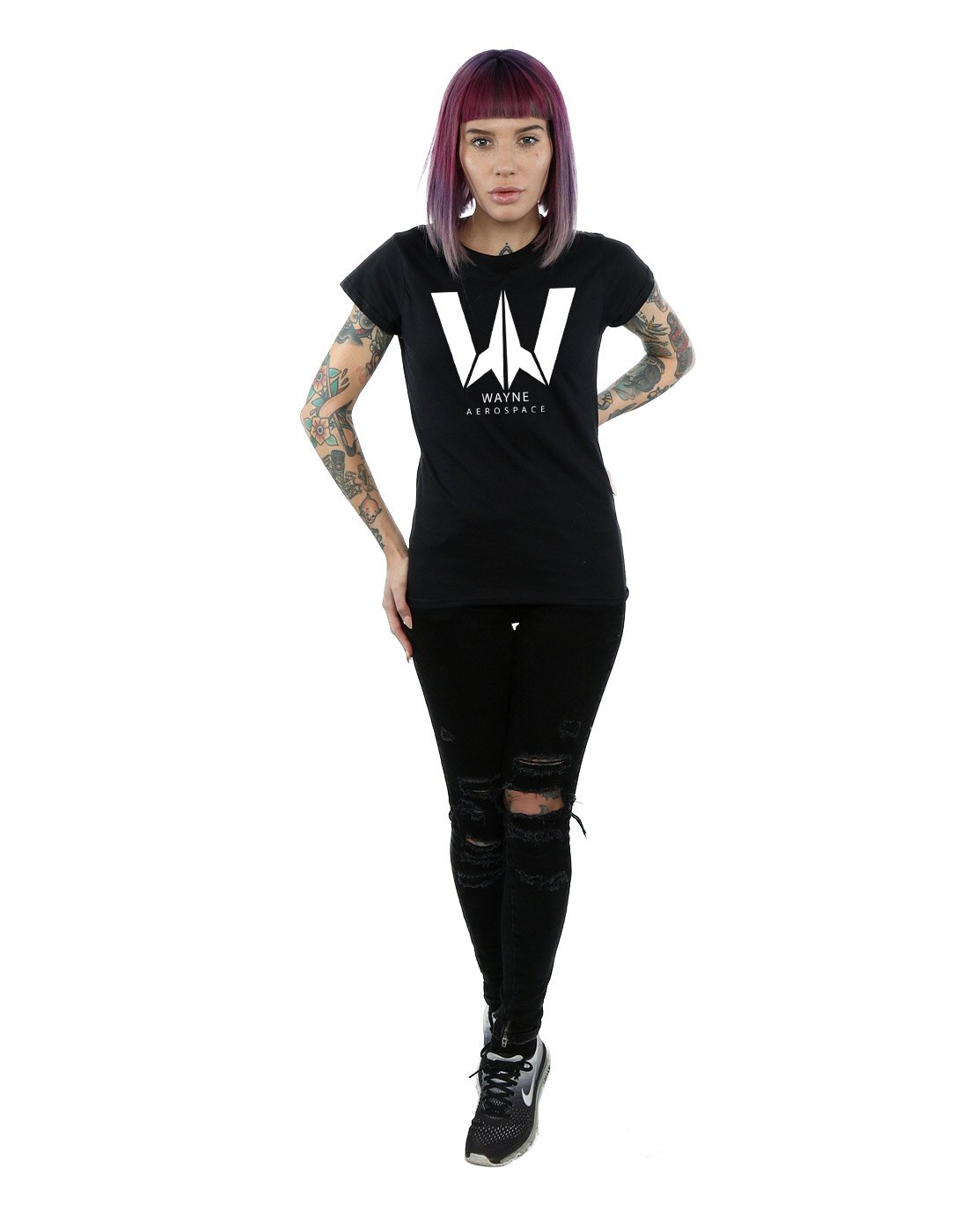 DC-Comics-Damen-Justice-League-Movie-Wayne-Aerospace-T-Shirt-Large-Schwarz