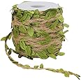 tenn well Green Leaves Jute String, 20M Natural Jute Twine String Leaf Ribbon for Wedding Party Favor Home Garden Decoration