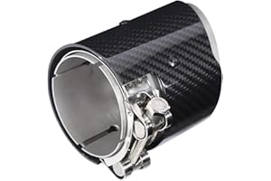 Qiilu Punta di Scarico della Coda della Gola, Punta di Scarico della Coda in Fibra di Carbonio Tubo della Gola Diritta Ingresso da 2,9 Pollici Uscita Singola da 3,5 Pollici Universale per Auto