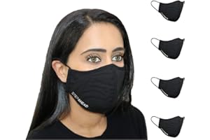 Step Ahead ® | 5 Pack Triple Layer Cotton Black Face Mask (Pack of 5) Unisex Reusable Fashion Washable | Nano Mesh Water Repellent Layer- Protects from Dust, Pollution, Droplets