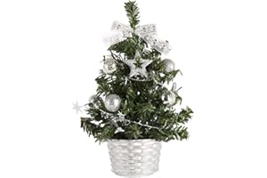 Molinter Mini Weihnachtsbaum Künstlicher Weihnachten Baum Christbaum Tannenbaum mit ständer Weihnachtsdeko Weihnachten Deko Geschenk (Silber)