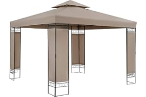 Casaria Cenador Lorca Jardín 3x3m Pabellón Pérgola Carpa Protec. UV 50+ Repele Agua Doble Techo
