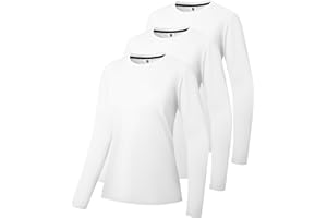 HOLURE 3 Pack or 5 Pack Women's Cotton Long Sleeve T-Shirts Crew-Neck Shirt Classic-Fit Shirt Soft Breathable Casual Tee Fashion Basic Tops