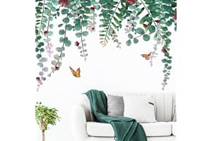 LAKSOL Adesivi da parete, adesivi per finestre, adesivi da parete, viti, viti, adesivi, da parete, piante verdi, fiori fogliame per soggiorno, vetri, verde