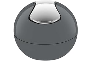 Spirella 10.19840 Kosmetikeimer 1 Liter Abfalleimer Schwingdeckeleimer Tischabfalleimer Bowl Grau