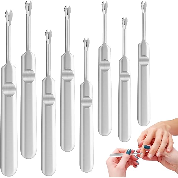 Nagelhautentferner Set Aus Edelstahl – 8 Stück, Mit V-Form & Geradem Kopf, Für Maniküre Zu Hause