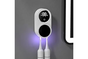 Maxspace Soporte para cepillos de dientes, soporte para cepillo de dientes eléctrico para montaje en pared con función de secado y desinfección, porta vaso sin necesidad de taladrar, con 2 ranuras