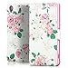 Produktbild Saxonia Tasche Sony Xperia Z3 Hülle Flip Case Schutzhülle Handytasche mit Kartenfach Blumen Rosen Weiß