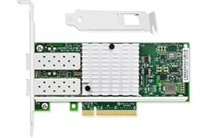Elfcam® - 10Gb PCIE Scheda di Rete per Intel X520-DA2/ X520-SR2-82599ES Chip, Dual Porte SFP+, 10Gbit PCI Express x8 LAN Adapter, 10Gb NIC per Windows Server, Win8, 10, Linux