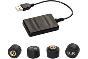 ROADOOR Sistema di Monitoraggio della Pressione dei Pneumatici Rilevatore di Pressione USB Sensore Interno/Esterno Ricevitore di Pressione Pneumatici con Display Sensori Esterni per La Navigazione Auto TPMS