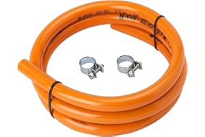 MIRTUX Gummischlauch für Butangas 1,3 m lang und innen 0,9 cm inkl. 2 Unterlegscheiben für die Installation.