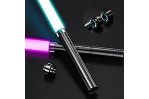 Airmsa Sabre Laser pour Enfants, Sabre Laser RGB 15 Couleurs, Sabre Laser Rechargeable USB avec Effets sonores FX, Jouets Sabre Laser pour Enfants, Halloween, Jeu de rôle Guerrier Galactique (2 PC)